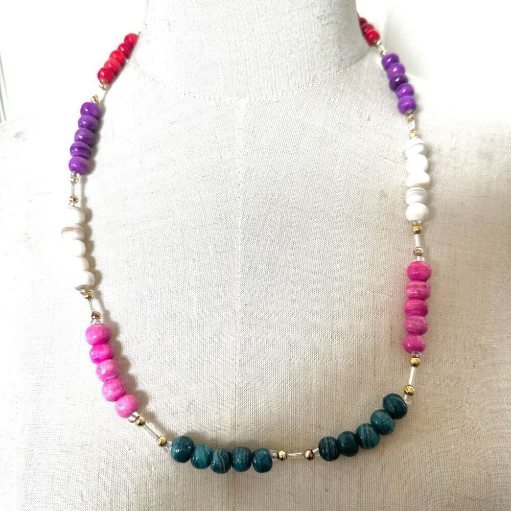 Colorful stone beaded necklace